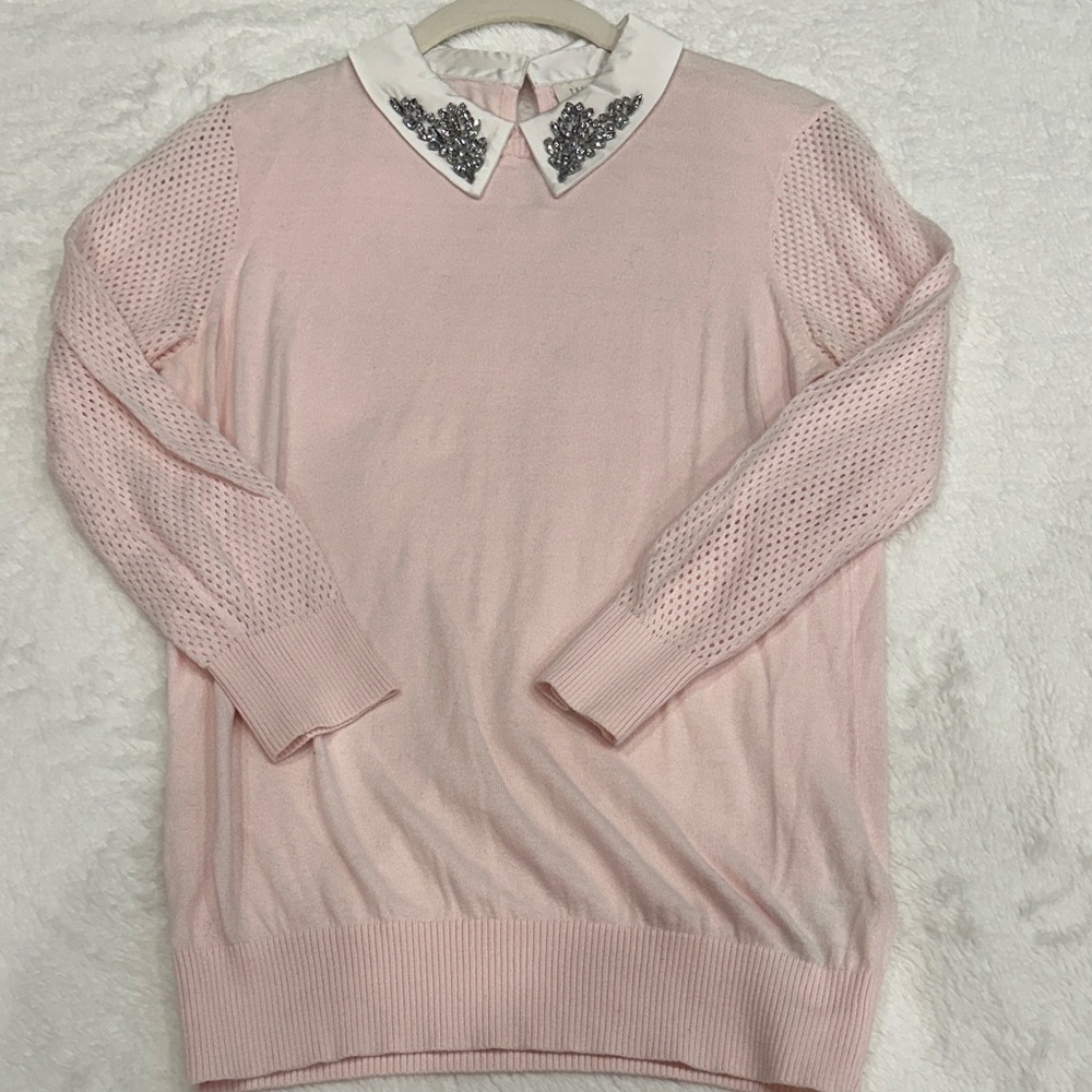 Ted Baker Light Pink Sweater with Embellished Collar 1